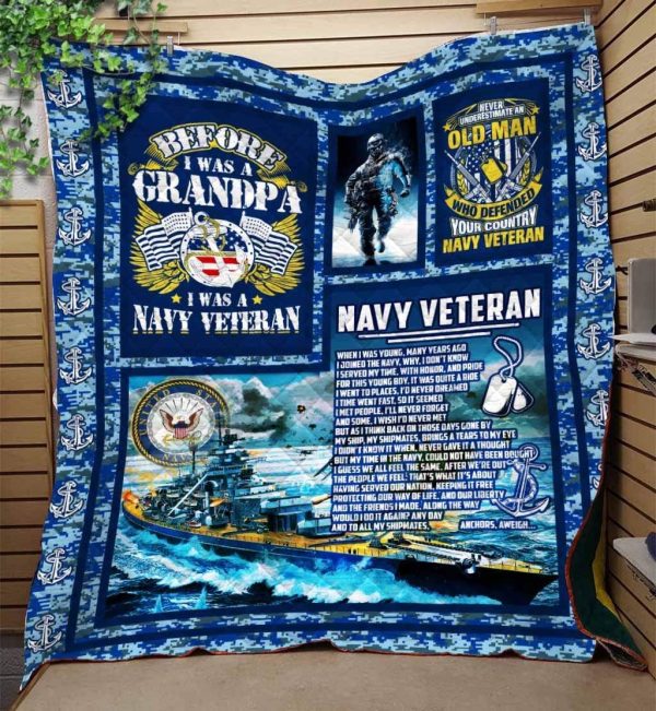 Never underestimate an old man – US Navy Veteran Blanket Quilt