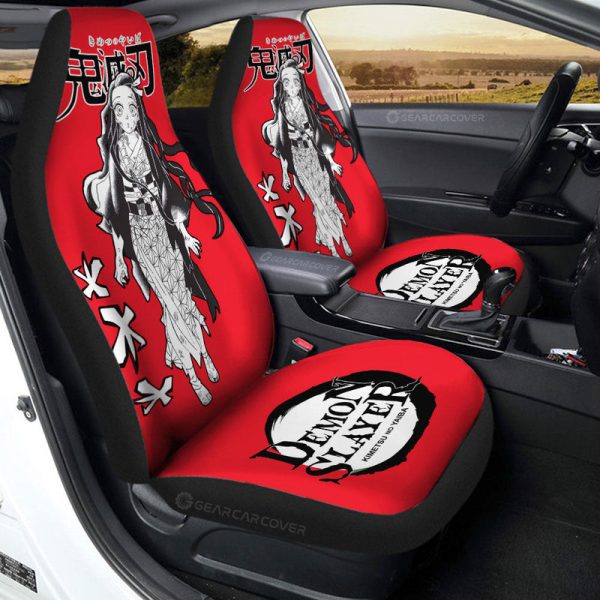 Nezuko Kamado Car Seat Covers Custom Demon Slayer Anime Car Accessories Manga Style For Fans