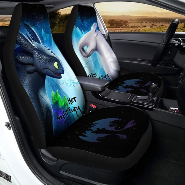 Night Fury and Light Fury Car Seat Covers Custom Couple Car Accessories