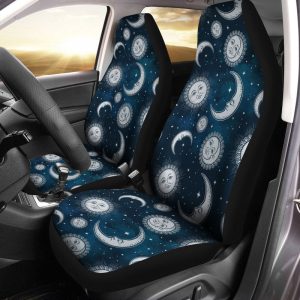 Night Sky Celestial Galaxy Car Seat Covers Sun And Moon Custom Car Accessories