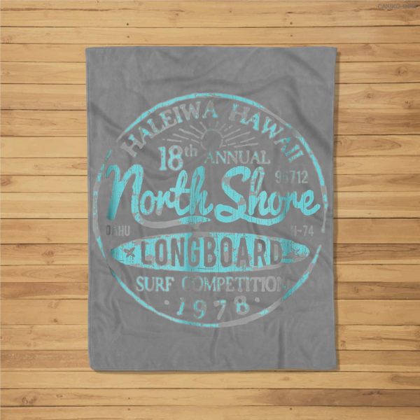 North Shore Long Board Surf Fleece Blanket