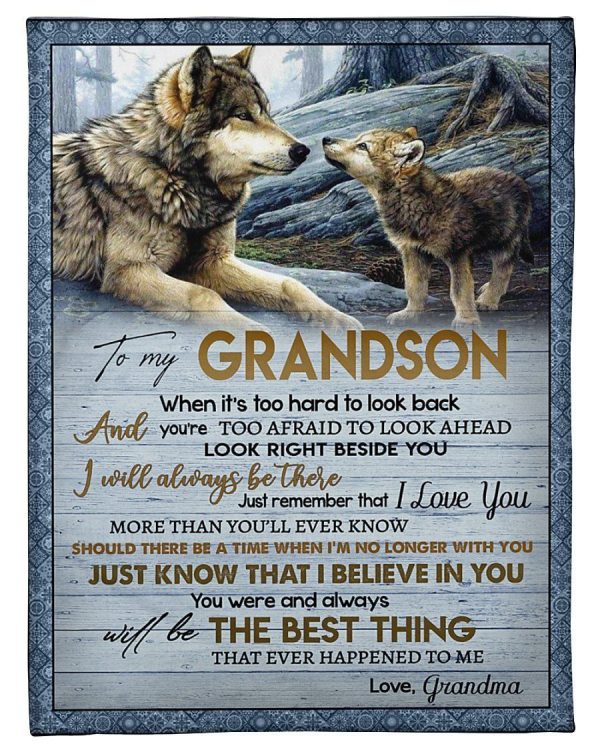 Old Wolf With Meaningful Words For Grandson From Grandma Blanket