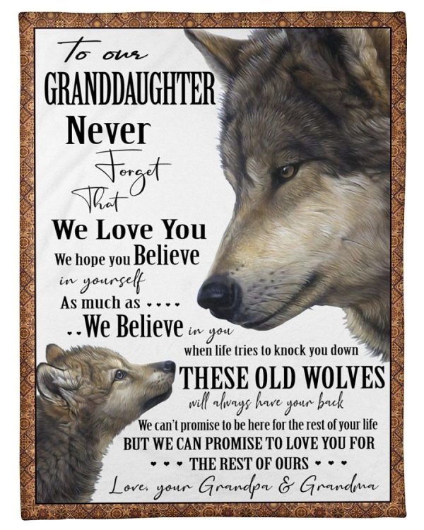 Old Wolves With Meaningful Words For Granddaughter Blanket