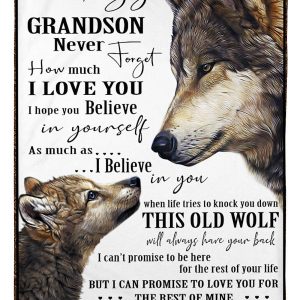 Oma Gift For Grandson Never Forget How Much I Love You Wolf Edition Blanket