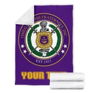 Omega Psi Phi 1911 Crest Royal Purple Personalized Blanket