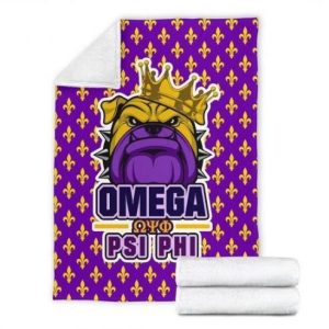 Omega Psi Phi 1911 Royal Bulldog Fleur De Lis Pattern Blanket