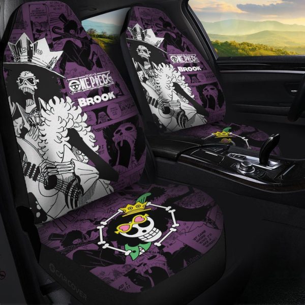 One Piece Brook Car Seat Covers Custom Anime Mix Manga Car Interior Accessories