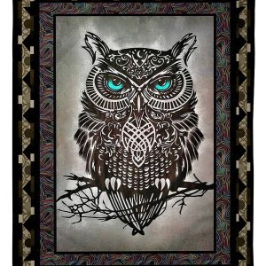 Owl Blue Eyes Pattern Blanket