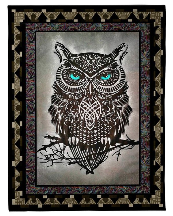 Owl Blue Eyes Pattern Blanket