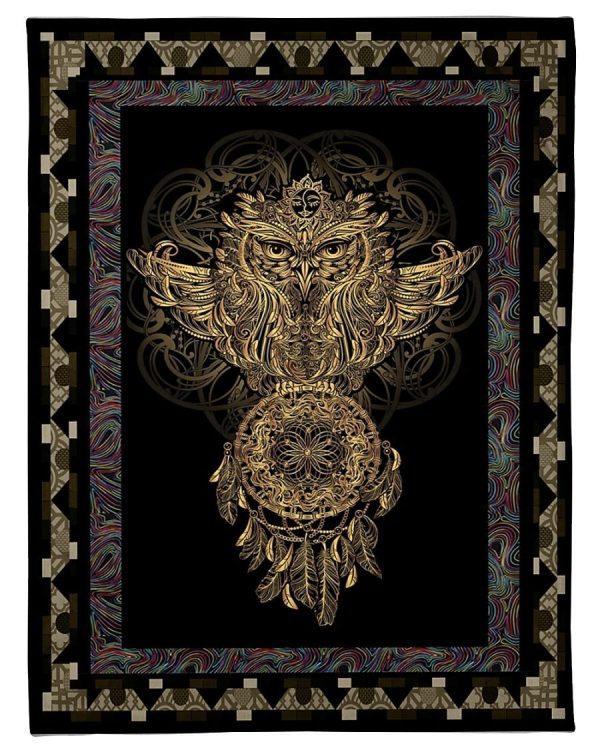 Owl Golden Dreamcatcher Pattern Blanket