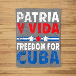 Patria-Y-Vida Freedom For Cuba Cuban Flag Vintage Retro Fleece Blanket