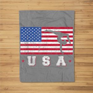 Patriotic Sports Gift American Usa Flag Girls Gymnastics Fleece Blanket