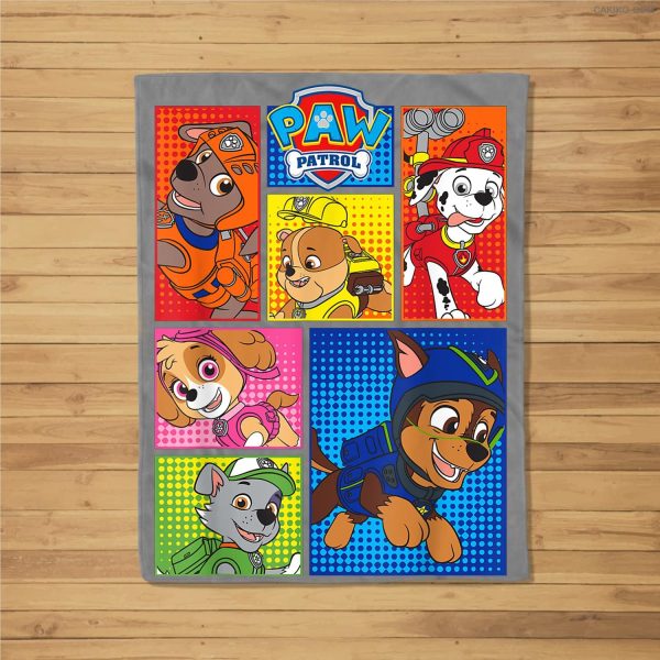 Paw Patrol Group Shot Of Pups In Shapes Fleece Blanket