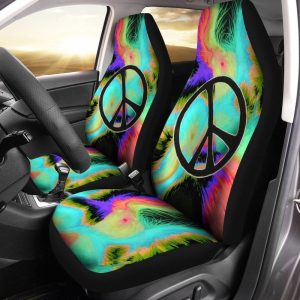 Peace Symbol Car Seat Covers Custom Hippe Car Accessories