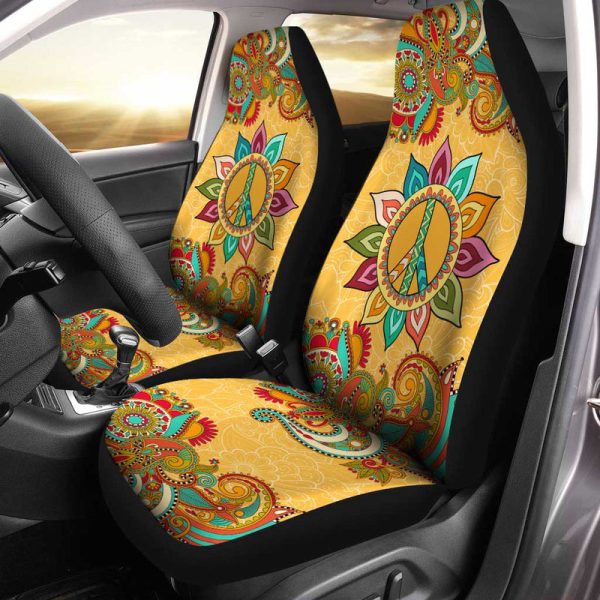 Peace Symbol Mandala Car Seat Covers Custom Yoga Car Accessories