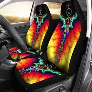 Peace Symbols Car Seat Covers Custom Hippie Car Accessories