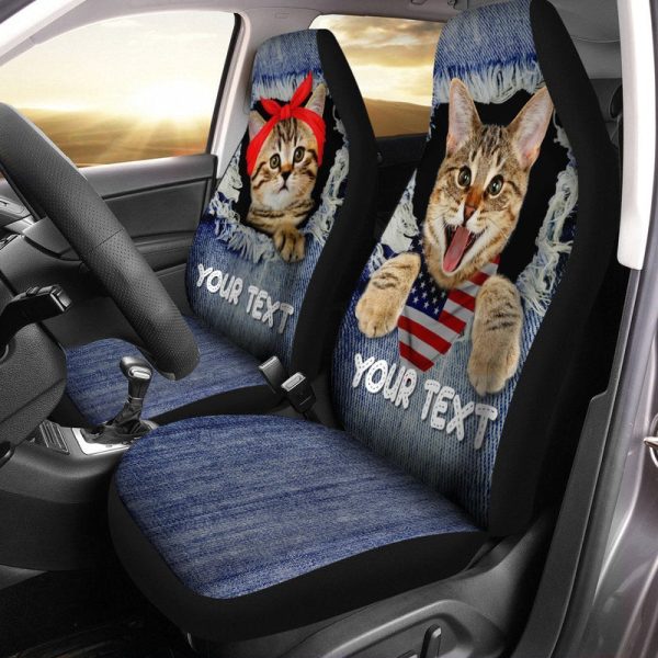 Personalized American Short Hair Cat Car Seat Covers Custom Couple Cat Car Accessories