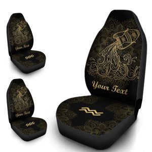 Personalized Aquarius Car Seat Covers Custom Name Zodiac Sign Car Accessories