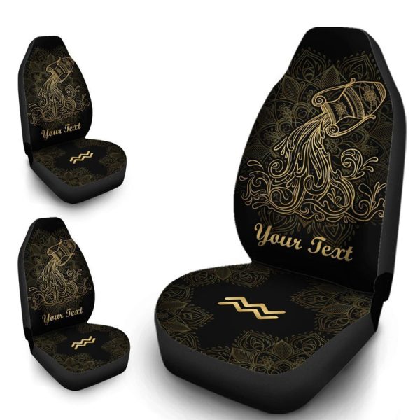 Personalized Aquarius Car Seat Covers Custom Name Zodiac Sign Car Accessories