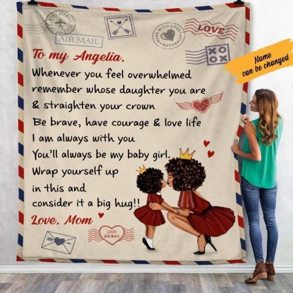 Personalized BWA Mom Letter A Big Hug Fleece Blanket AG51 73O36