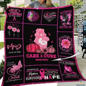 Personalized Breast Cancer Awareness Care And Cure Bear Quilt Blanket Hg