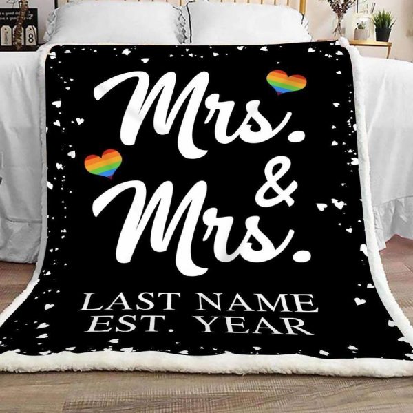 Personalized Custom  Mrs. & Mrs With Name Year Blanket