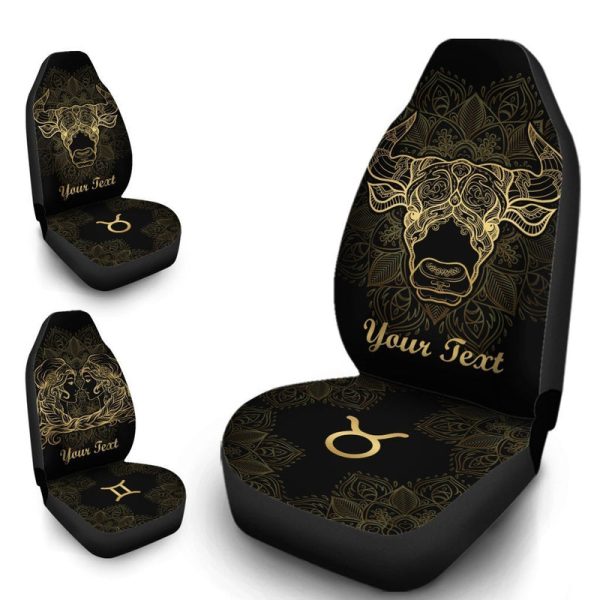 Personalized Name Taurus Car Seat Covers Custom Zodiac Sign Car Accessories