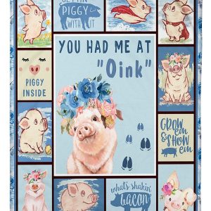 Pig You Had Me Oink Piggy Blue Blanket