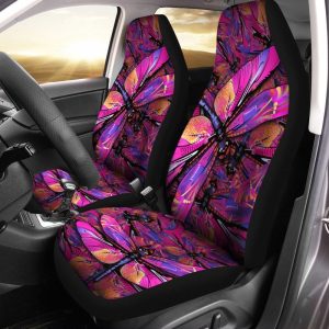 Pink Dragonfly Car Seat Covers Custom Pink Car Accessories