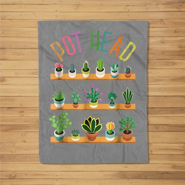 Plant Lover And Gardener  Pot Head Succulent Fleece Blanket