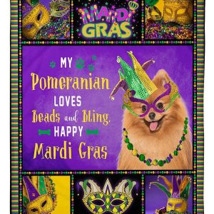 Pomeranian Mardi Gras Blanket