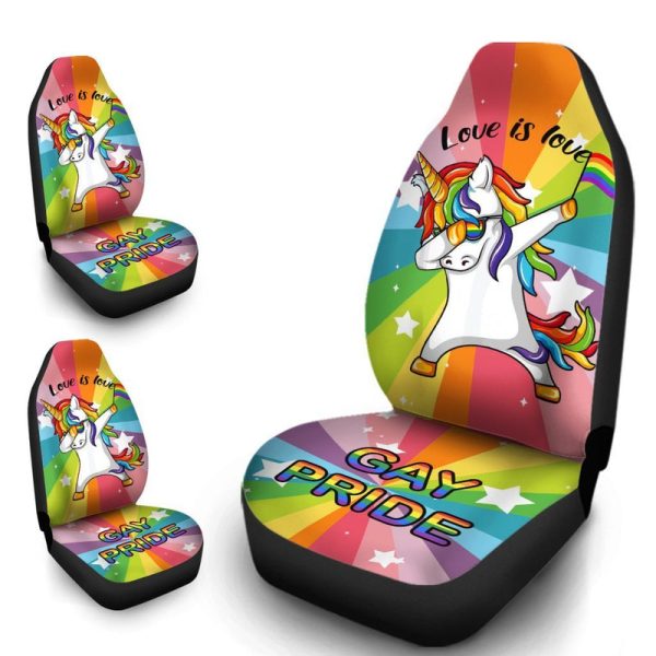 Pride LGBT Car Seat Covers Custom Funny Unicorn Love Is Love Car Accessories