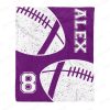 Purple Football Custom Text Name Blanket