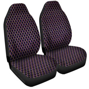 Purple Pattern Car Seat Covers Custom Honeycomb Background Car Accessories