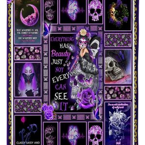 Purple Skull Queen Blanket