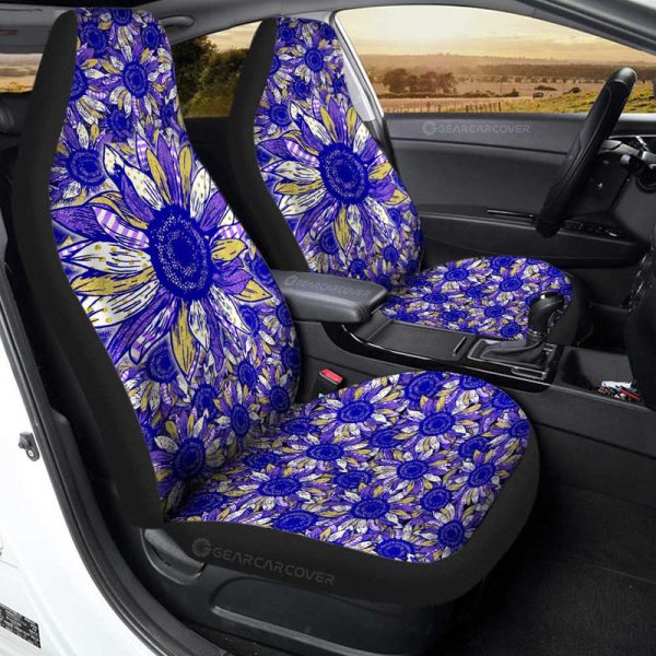 Purple Sunflower Car Seat Covers Custom Car Accessories