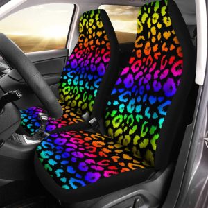 Rainbow Wild Cheetah Print Car Seat Covers Custom Car Accessories