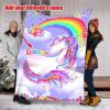 Rebecca Unicorn Rainbow Custom Text Name Printed Blanket