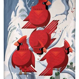 Red Carnidal Birds In Snow Blanket