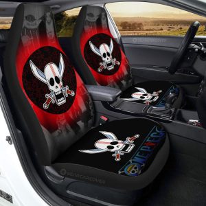 Red Hair Pirates Flag Car Seat Covers Custom One Piece Anime Car Accessories