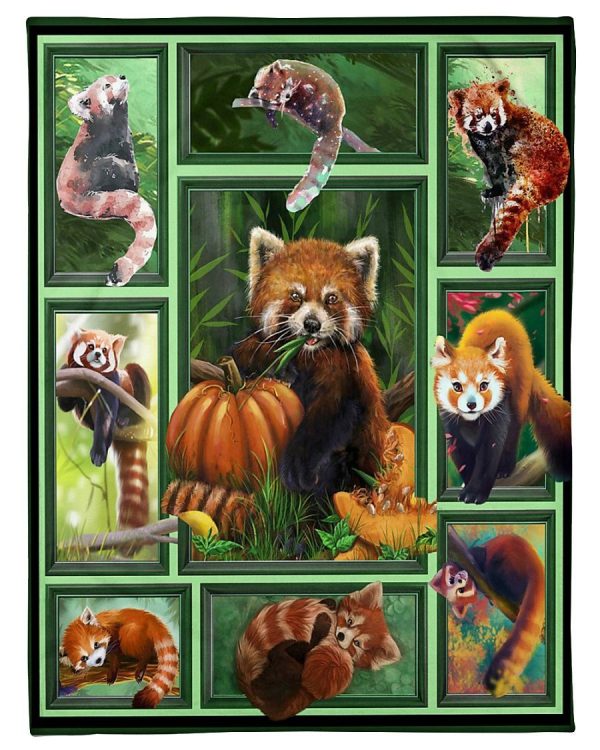 Red Panda And Pumpkin Blanket