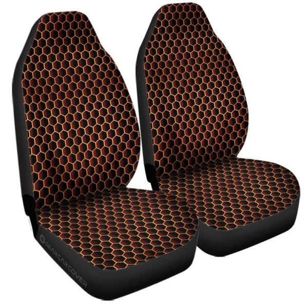 Red Pattern Car Seat Covers Custom Honeycomb Background Car Accessories