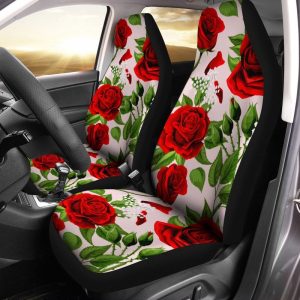 Red Rose Car Seat Covers Custom Flower Car Accessories