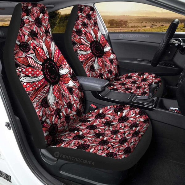 Red Sunflower Car Seat Covers Custom Car Accessories