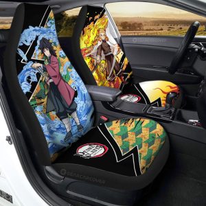 Rengoku And Giyuu Car Seat Covers Custom Anime Demon Slayer Car Accessories