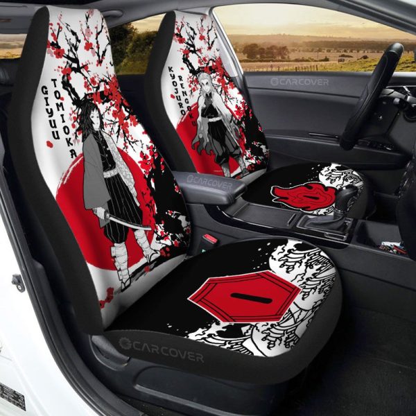 Rengoku And Giyuu Car Seat Covers Custom Japan Style Car Interior Accessories