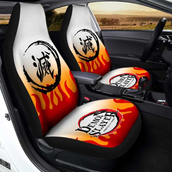 Rengoku Uniform Car Seat Covers Custom Demon Slayer Anime Car Accessories