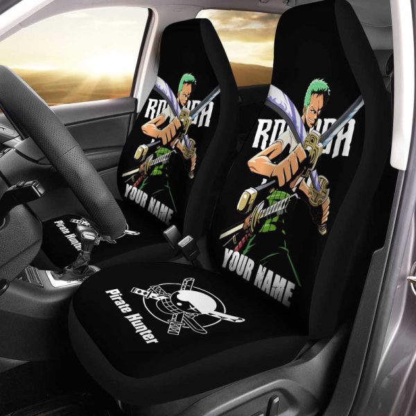 Roronoa Zoro Car Seat Covers Custom Name One Piece Anime Car Accessories