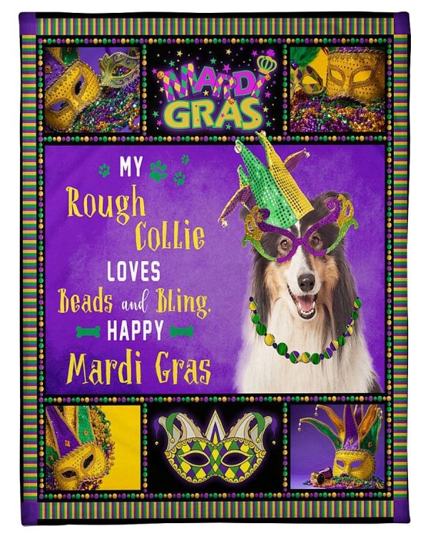 Rough Collie Mardi Gras Blanket