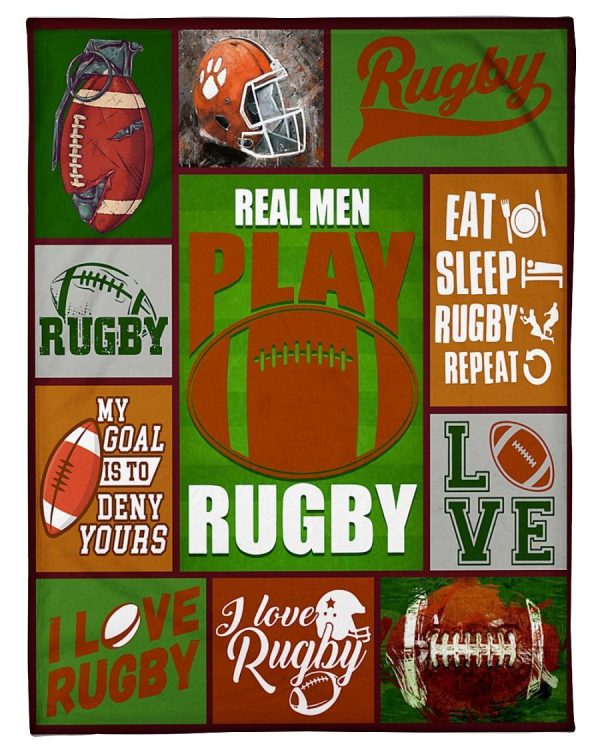 Rugby Real Men Play Rugby Blanket